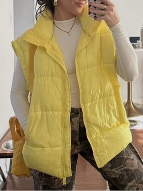 Free People Movement Yellow Puffer Vest - Sleeveless Quilted Jacket